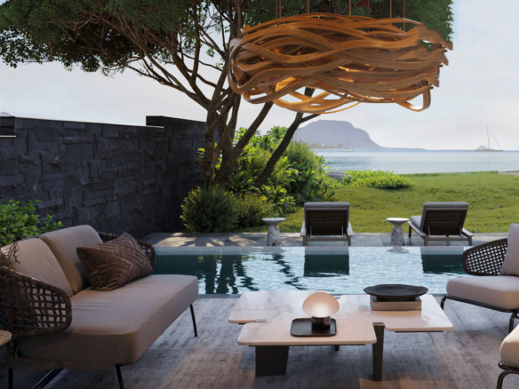 Piscine de luxe face à l’océan avec vue sur Le Morne à Tamarin – propriété signée Ohana Heritage Group