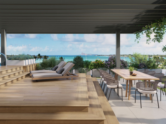 Terrasse de luxe avec vue mer dans un penthouse à Mont Choisy, île Maurice – Ohana Heritage Group